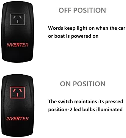 12V Dual RED Led Inverter Rocker Switch with Jumper Wires 5 PIN ON-Off Laser Etched Toggle Switch for Car Boat Motorcycle Truck Trailer Caravan SUV RV Camper Pickup UTV Dash - Image 5