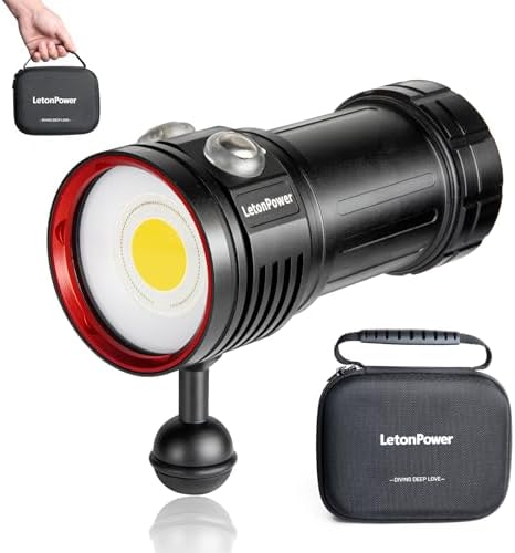 Diving Flashlight, L12 8000Lumens Dive Light,100m Underwater Video Light, Scuba Dive Lights, Underwater Flashlight with Type-C Charging for Professional Under Water Sports by LetonPower