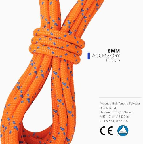 GM CLIMBING 8mm (5/16in) Accessory Cord Rope Double Braid Pre Cut CE/UIAA - Image 2