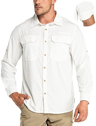 33,000ft Men's Long Sleeve Sun Protection Shirt UPF 50+ UV Quick Dry Cooling Fishing Shirts for Travel Safari Camping Hiking by 33000ft