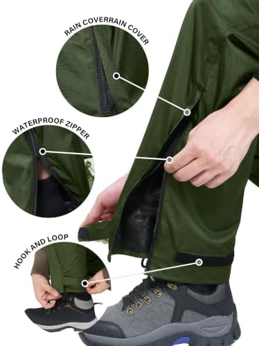 iCreek Men's Rain Pants Waterproof Breathable Lightweight Rain Over Pants - Image 5