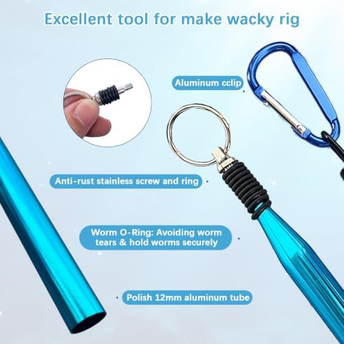 133Pcs Wacky Worm Bass Fishing Lures Kit with Soft Plastic Baits, Weedless & Offset Worm Hooks, Wacky Rig Tool, O-Rings, Sinkers - Image 5