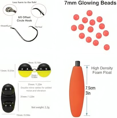 Premium Catfish Ready Rig, 2-Pack, Bright Green/Red, with 3 oz Egg Sinker Weights. - Image 5
