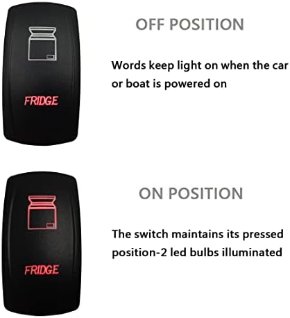 12V 24V Dual RED Led Fridge Rocker Switch with Jumper Wires 5 PIN ON-Off 2 Way Switch for Car Boat Truck RV Camper Motorhome SUV Dashboard Replacement Switch - Image 5