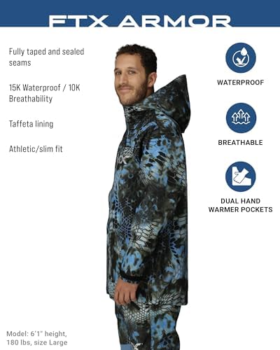 FROGG TOGGS Men's FTX Armor Premium Waterproof Rain, Fishing/Anglers Jacket, Kryptek Neptune, X-Large - Image 3