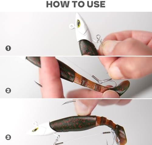 Stinger Hooks (12-Packs) for Jig Heads, Quick Snap #6/#8 Trailer Treble Hooks, 10#/40lbs Fluorocarbon Fishing Line - Walleye, Bass - Image 2