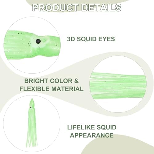 Fishing Squid Skirts, Glow Soft Plastic Trolling Lures Luminous -Fitting for (Bass/Trout/Salmon/Saltwater/Fishing Bait) - Image 3