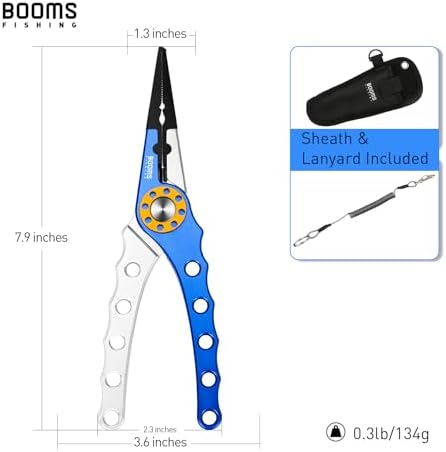 Booms Fishing X1 Aluminum Fishing Pliers Saltwater, Surf Fishing Tackle Kit, Fishing Multitool Hook Remover Braided Fishing Line Cutting and Split Ring with Coiled Lanyard and Sheath - Image 6