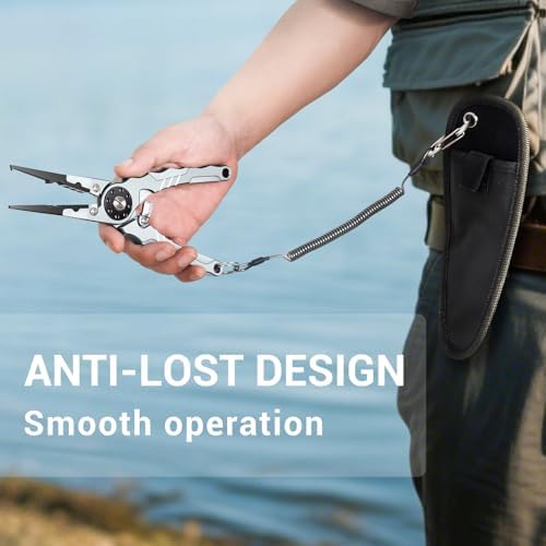 7.8" Lockable Saltwater Fishing Pliers, Aviation-grade Aluminum & Tungsten Cutters | Corrosion-Proof, with Replaceable Blades Set, Fishing Gear Gifts for Men, Adults, Kids - Image 6