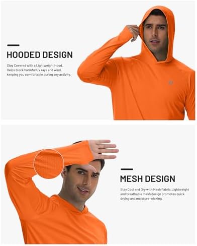 Runhit UPF 50+ Fishing Shirts for Men Long Sleeve Sun Protection Hoodie Lightweight Outdoor Workout Hiking Running Rash Guard - Image 2