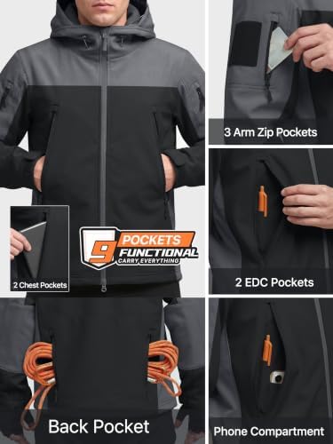 FREE SOLDIER Men's Hooded Waterproof Softshell Jacket - Image 5