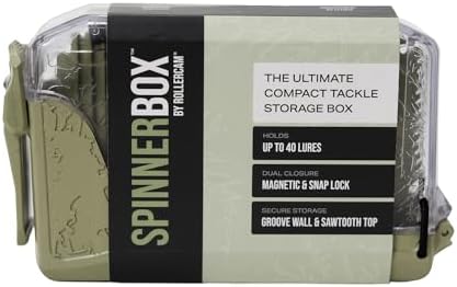 Rollercam SpinnerBox Tackle Box, Holds 40 Lures, Tactical Green by Rollercam%C2%AE