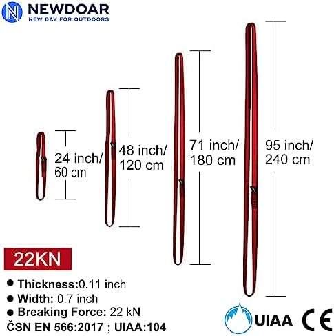 NewDoar 16mm Climbing Sling UIAA CE Certified,23KN EN566 Certified,Climbing Utility Cord Rock Climbing,Creating Anchors System,Rappelling Gear,Perfect for Tree Work - Image 3