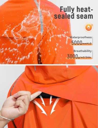 baleaf Men's Rain Jacket Waterproof Hood Lightweight Reflective Packable - Image 3