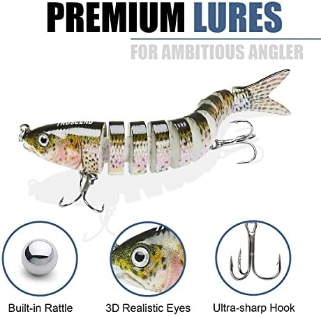 TRUSCEND Swimmax Easy Catch Fishing Lures with BKK Hooks, Wiggling, Vibrating, Rattling and Gurgling for More Bites, Heavy-Duty Dyneema Fiber Jointed Swimbaits for Bass, Trout, Crappie, Walleye, Pike - Image 5