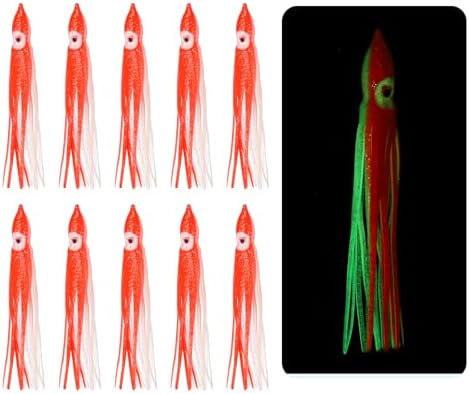 Fishing Squid Skirts, Glow Soft Plastic Trolling Lures Luminous -Fitting for (Bass/Trout/Salmon/Saltwater/Fishing Bait) by YELARXI
