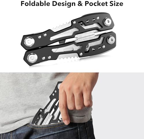 14-In-1 Multitool with Safety Locking, Professional Stainless Steel Multitool Pliers Pocket Knife, Bottle Opener, Screwdriver with Nylon Sheath ，Apply to Survival,Camping, Hunting and Hiking 2 Pcs - Image 4
