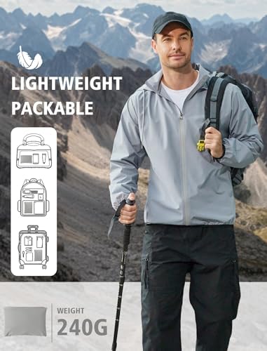 COOFANDY Men's Light Rain Jacket Packable Waterproof Raincoat Windbreaker - Image 2