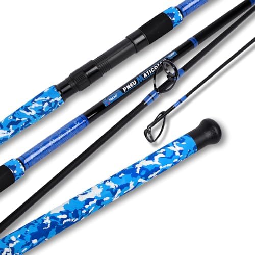 Fiblink Surf Rod,Portable Travel Fishing Rod,Spinning Rod with Blue Camouflage Handle,2Piece/3Piece/4Piece Carbon Fiber Fishing Rod (9ft/10ft/12ft/14ft) by Fiblink
