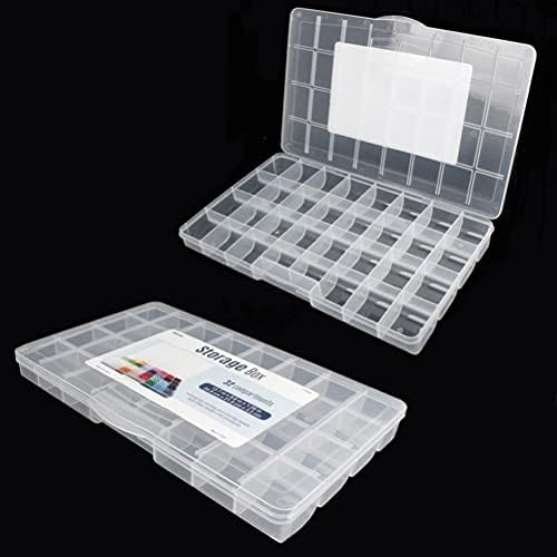 32 Grids Clear Plastic Organizer Box, Craft Storage Container for Beads Organizer, Art DIY, Crafts Jewelry Storage, Fishing Tackles, Rock Collection, 2 Pack by Chemlliy