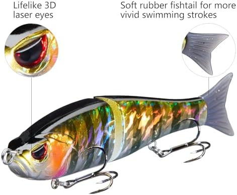Bassdash SwimShad Glide Baits Jointed Swimbait Bass Pike Salmon Trout Muskie Fishing Lure - Image 4