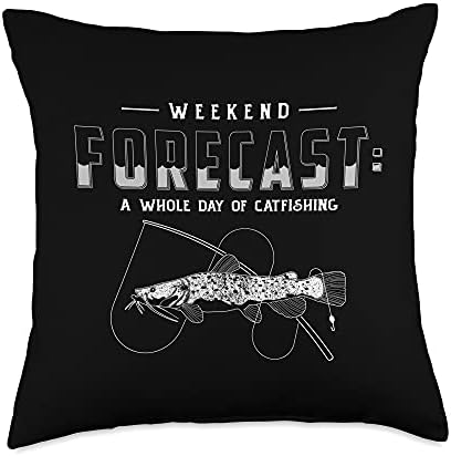 Funny Flathead Catfish Fishing Weekend Forecast Throw Pillow by Unknown