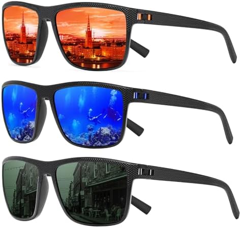 Square Polarized Sunglasses for Men and Women Lightweight Frame Sun Glasses with UV Protection by TURBOPEP