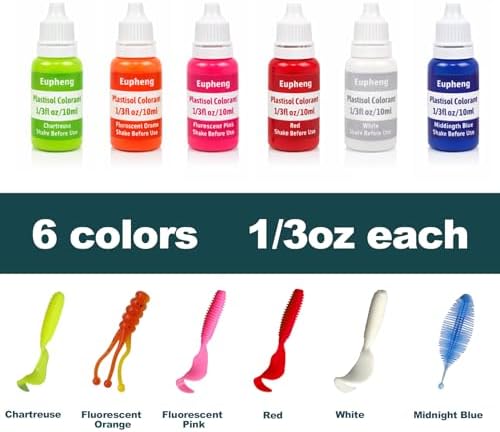 Eupheng Plastisol Colorant Set for Making Soft Plastic Fishing Lures, 6 Colors - Image 5