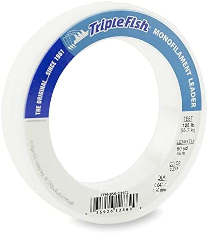Triple Fish Monofilament Fishing Leader - Clear, Camo Strong Tough Leader Material for Big Game Fishing, Up to 400lb Test by TripleFish