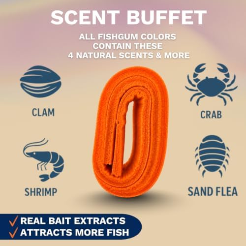 FishGum Surf Fishing Bait Strips for Saltwater Beach Fishing – Real Shrimp, Crab, Clam & Sand Flea Infused Scent – Artificial Cut Bait for Pompano, Redfish & Flounder - Image 3