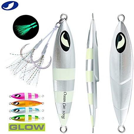 OCEAN CAT Lead Metal Flat Slow Fall Pitch Fishing Jigs Lures Sinking Vertical Jigging Bait with Butterfly Hook for Saltwater Fishing - Image 3