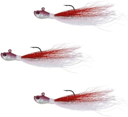 Bucktail Jigs 3 Pack – Hand-Tied Bucktail Hair Fishing Lures | Unique Gliding Head | Saltwater & Freshwater | Striper, Bass, Flounder, Walleye, Fluke | Multiple Weights Available by Unknown