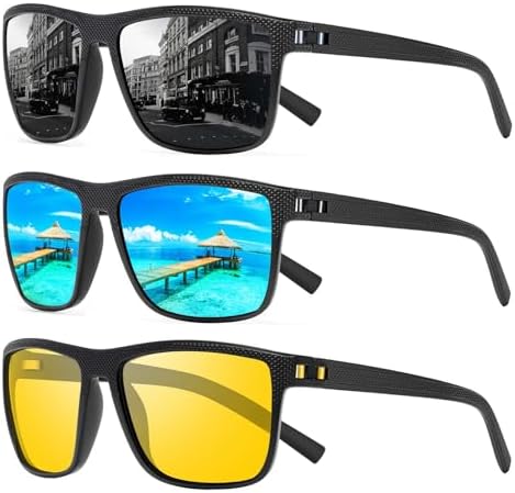 Square Polarized Sunglasses for Men and Women Lightweight Frame Sun Glasses with UV Protection by TURBOPEP