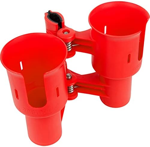 ROBOCUP, (Red), Patented Clamp On Boat Cup Holder |Multifunction Dual Drink Caddy for Fishing Poles, Tools, Net, Gaff |Portable Storage for Boating, Beach, Umbrellas, Golf Carts, Strollers - Image 3
