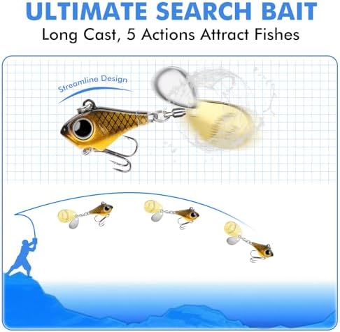 TRUSCEND Swim or Jig Fishing Spinner Baits for Freshwater and Saltwater, Rooster Tail Fishing Lures for Trout Bass Walleye Crappie Salmon Pike, Blade Bait with Copper Blade - Image 4