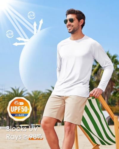 Boladeci Men's UPF 50+ Sun Protection UV SPF Shirts Long Sleeve Lightweight Quick Dry Swim T-Shirts Rash Guard - Image 3