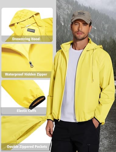 COOFANDY Men's Light Rain Jacket Packable Waterproof Raincoat Windbreaker - Image 4