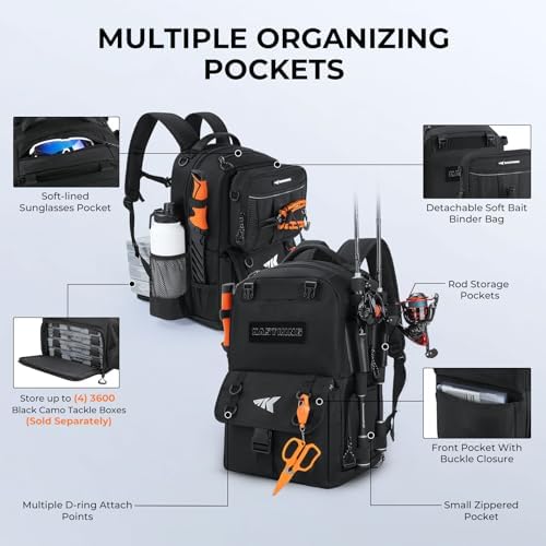 KastKing BaitSpace 50L Fishing Backpack with 4 Tackle Boxes, 2 Rod Holders - Image 4