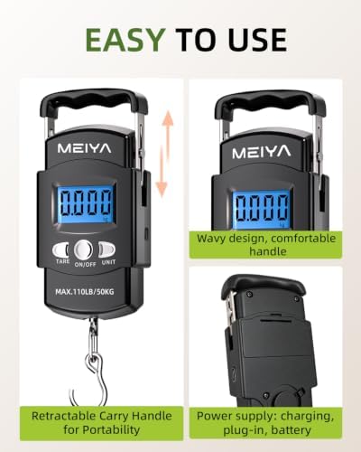 MEIYA Fish Scale for Fishing, Rechargeable/AAA Batteries, 3ft Tape Measure - Image 6