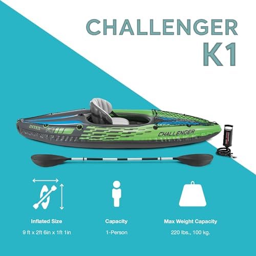 INTEX Challenger Inflatable Kayak Series: Includes Deluxe 86in Kayak Paddles and High-Output Pump – SuperStrong PVC – Adjustable Seat with Backrest – Removable Skeg – Cargo Storage Net - Image 4