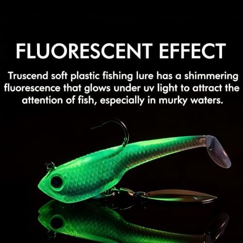 TRUSCEND Shadtale Easy Catch Soft Fishing Lures with BKK Hooks - Trembly Sinking and Vibrating Swim for More Bites, Pre-Rigged Swimbaits for Bass, Trout, Crappie, Walleye, Freshwater Saltwater Fishing - Image 2