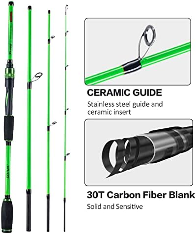 Goture 4-Piece Travel Carbon Fishing Rod M/MH Action 6.6-12ft Multi-Colors - Image 4