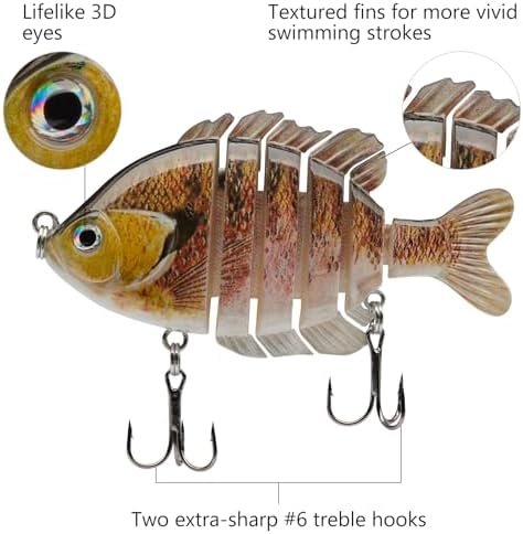 BASSDASH SwimPanfish Multi Jointed Bluegill Bass Fishing Lure Swimbaits - Image 4