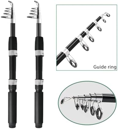 Fishing Pole Combo, 6.9ft 2Pcs Telescopic Rods Set, Collapsible Carbon Fiber Fishing Rods, 2PCS Spinning Reel Set with Carrier Bag Freshwater Fishing Rod and Reel Combos Kits - Image 2