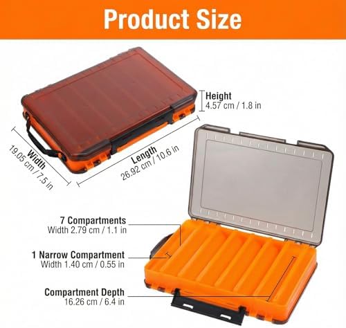 3 Pack Double Sided Fishing Lure Tackle Box, 14 Compartments Clear Plastic Storage Case Organizer, Visible Hard Bait Container for Lures and Jewelry Beads Earring Hook (3 Color) - Image 2