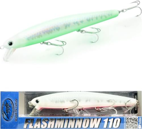 LUCKY CRAFT FlashMinnow 110, Super Glow Series, Saltwater Fishing Lures, Jerkbait Surf Fishing Accessories and Gear, 1-2 ft Slow Suspending Topwater Lure, Halibut and Bass Fishing Lures by LuckyCraftUSA