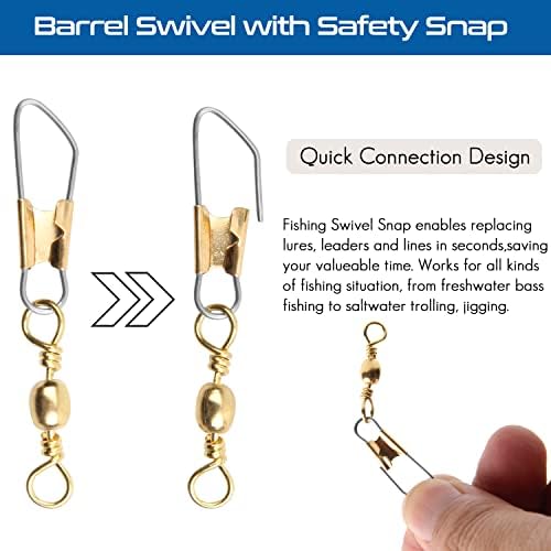 AGOOL Barrel Swivel Snap Kit - 50pcs Barrel Swivels with Safety Snaps High Strength Fishing Quick Connect Snap Swivels with Solid Ring Fishing Tackle Accessories Box Kit Size 4#,6#,8#,10#,12#,14# - Image 4