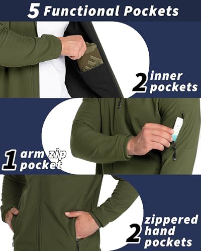 33,000ft Men's Hooded Fleece Lined Rain Shell Jacket Waterproof Lightweight - Image 2