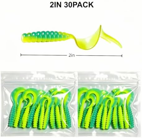 1/2/3/4/5in Curly Tail Grub Soft Swimbait Crappie Bass Lure Kit Bulk Pack - Image 2