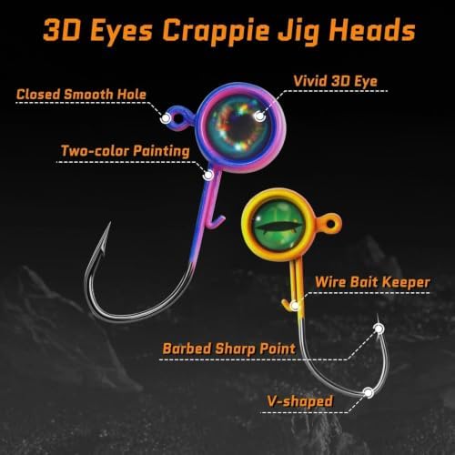 FishTrip Crappie Jig Heads, 25/40Pcs Fishing Jig Hooks for Crappie Bass - Image 2